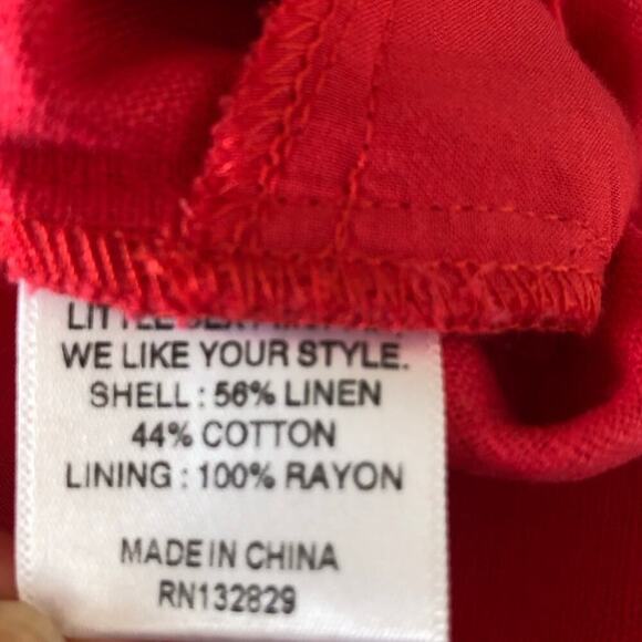 LPA Revolve Jumpsuit Large Red Linen Blend V-Neck Wide Leg Belted Boho Casual - Picture 4 of 15